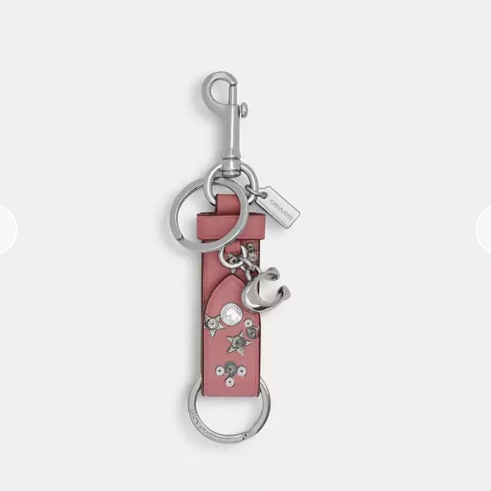 Coach Trigger Snap Bag Charm With Star Print Keyfob - Dusty Pink